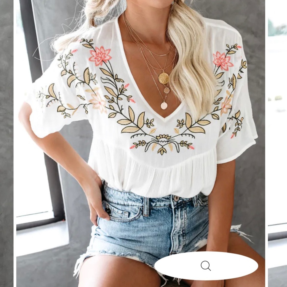 NWT: VICI Harper Embroidered Top TERRACOTTA
